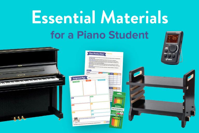 Essential materials for a piano student.