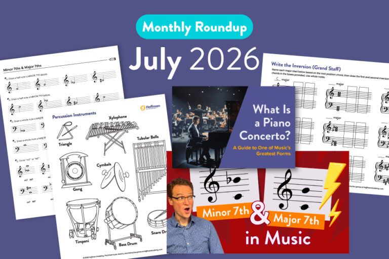 Monthly Roundup - July 2026, including "What is a Piano Concerto" blog article