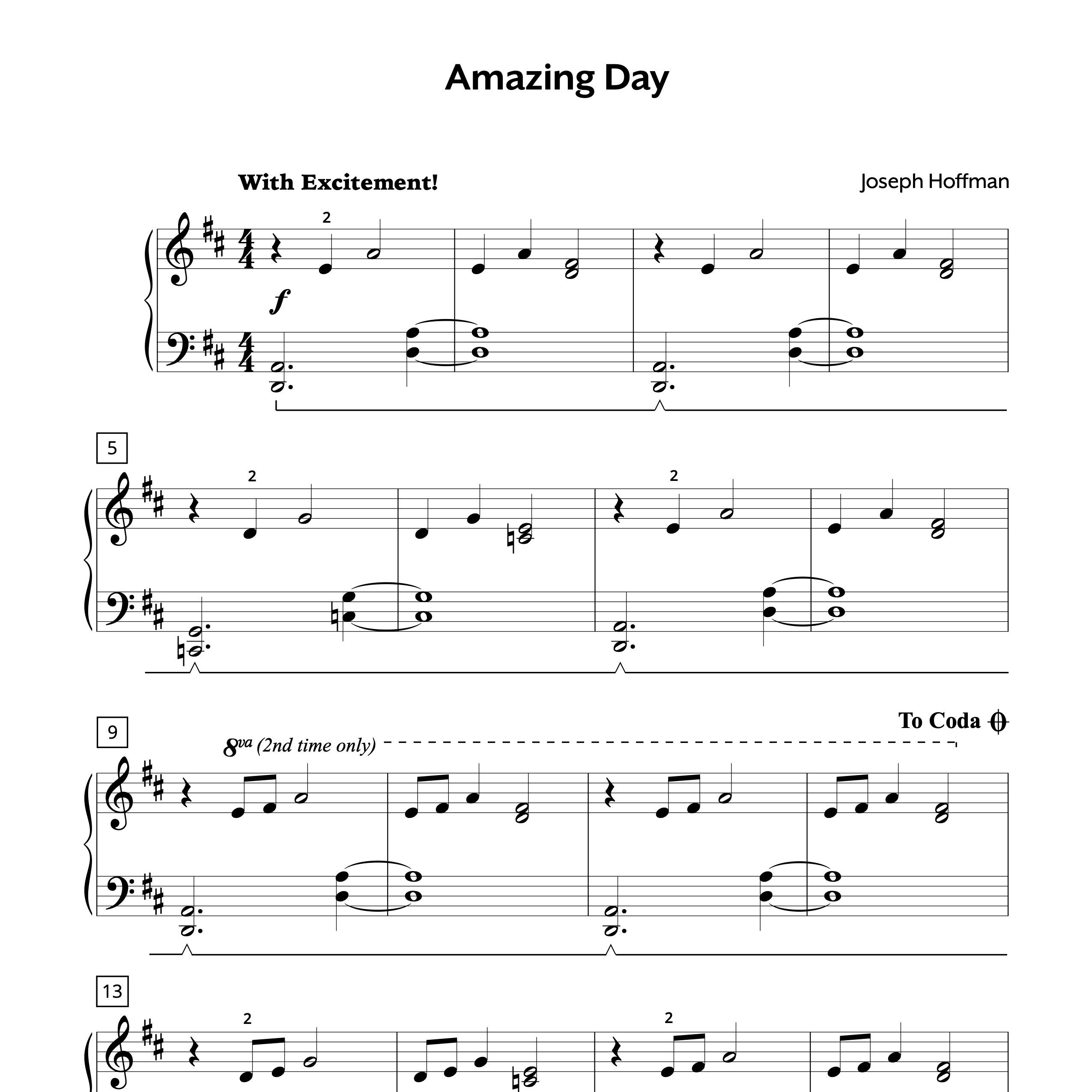 Amazing Day Joseph Hoffman Piano Sheet Music