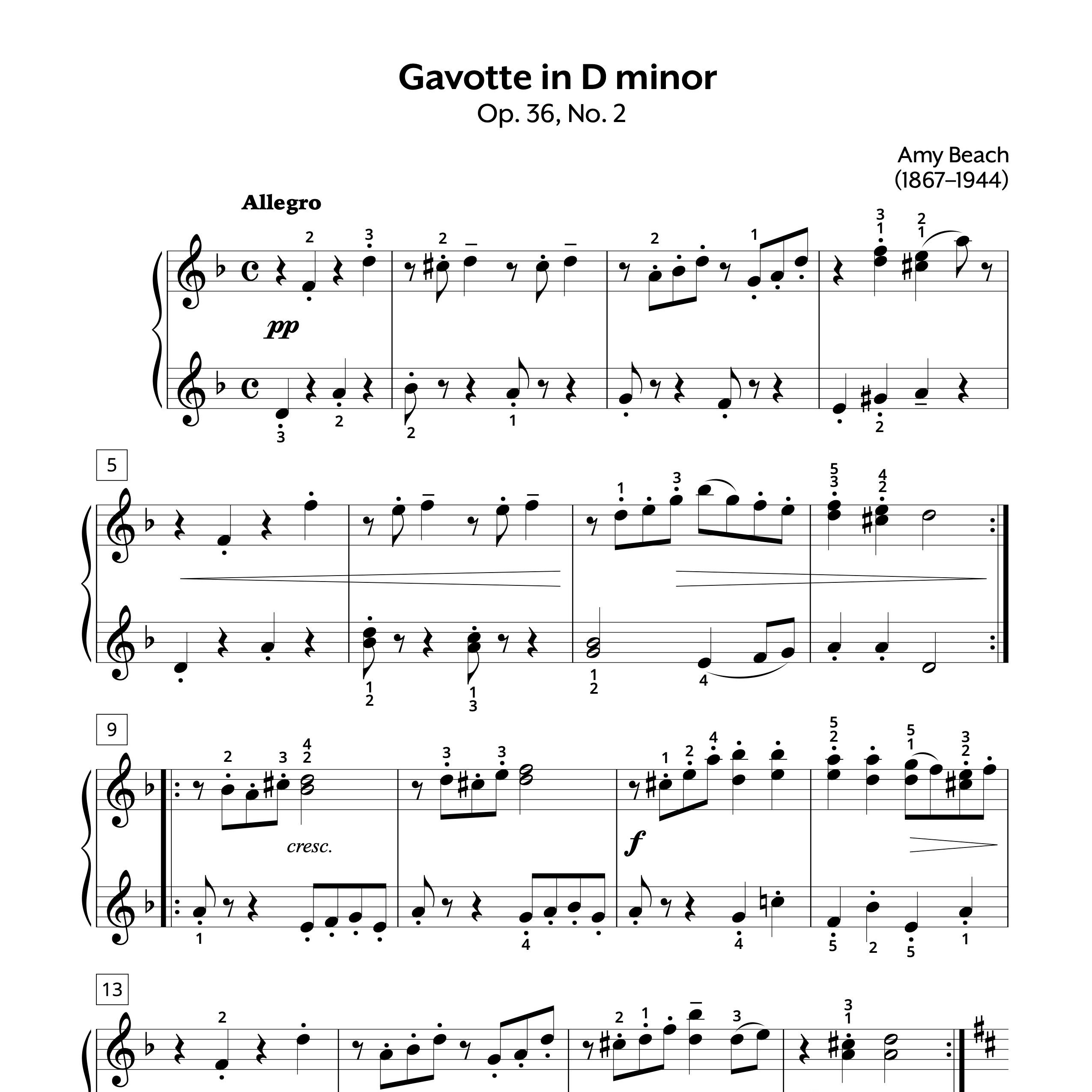 Piano Sheet Music | Women Composers | Amy Beach | Gavotte in