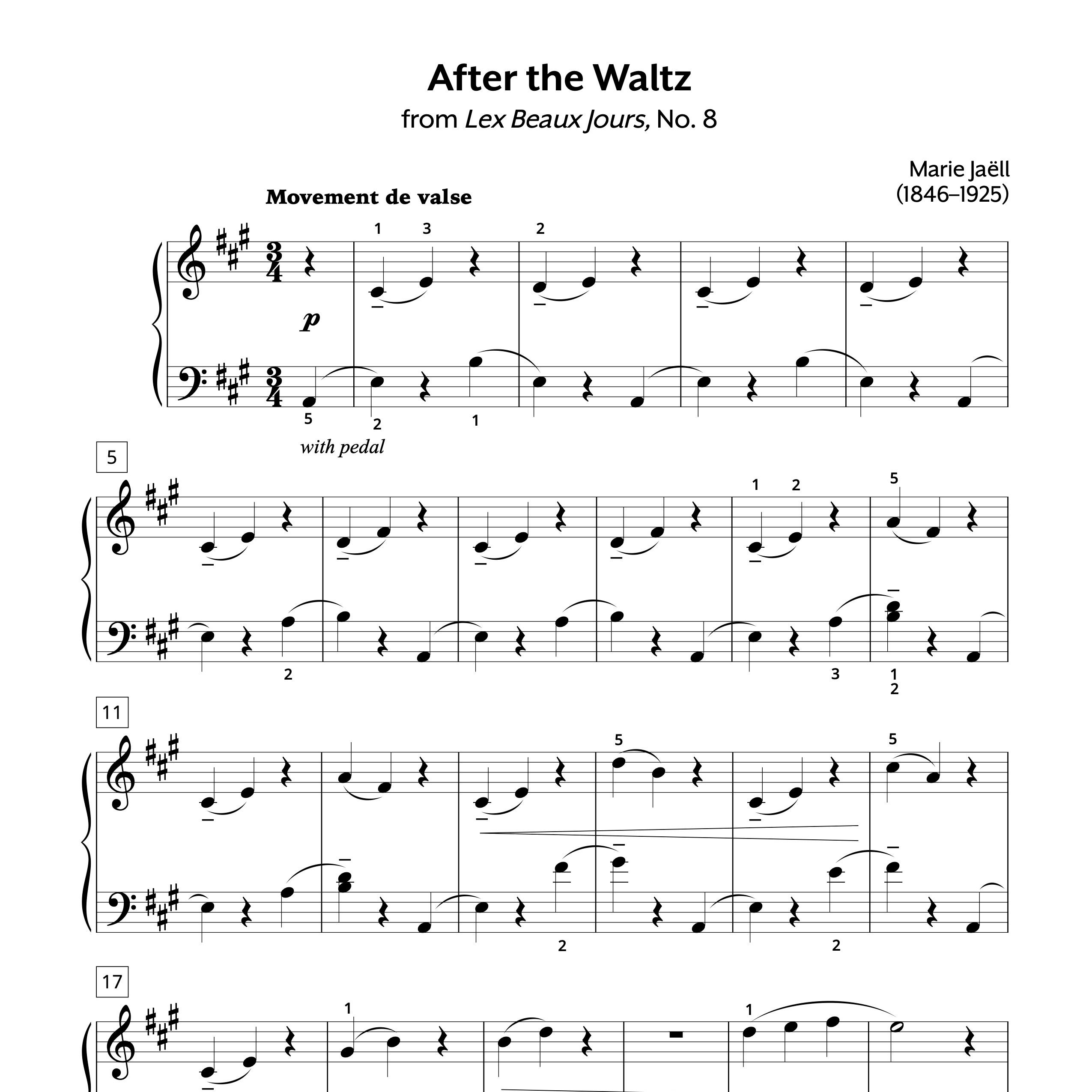 Piano Sheet Music Marie Jaëll After the Waltz Les Beaux Jours No. 8