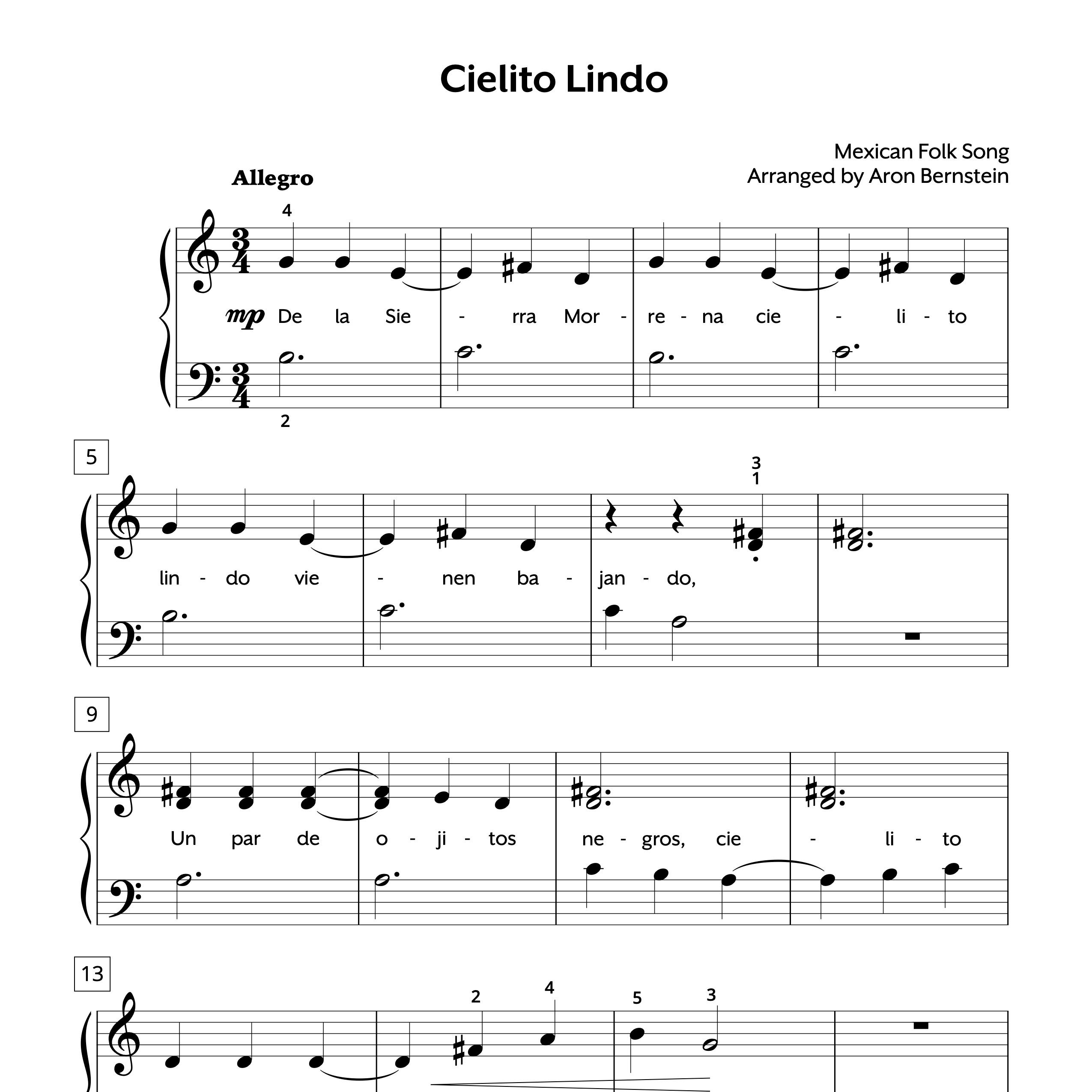 Cielito Lindo Sheet Music | Easy, Elementary Level, PDF