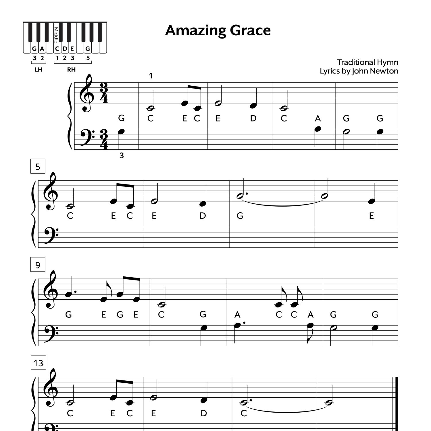 amazing-grace-piano-sheet-music-super-easy-free-beginner-level for Free Printable Amazing Grace Sheet Music Amazing Grace Piano Sheet Music | Super Easy, Free, Beginner Level for Free Printable Amazing Grace Sheet Music