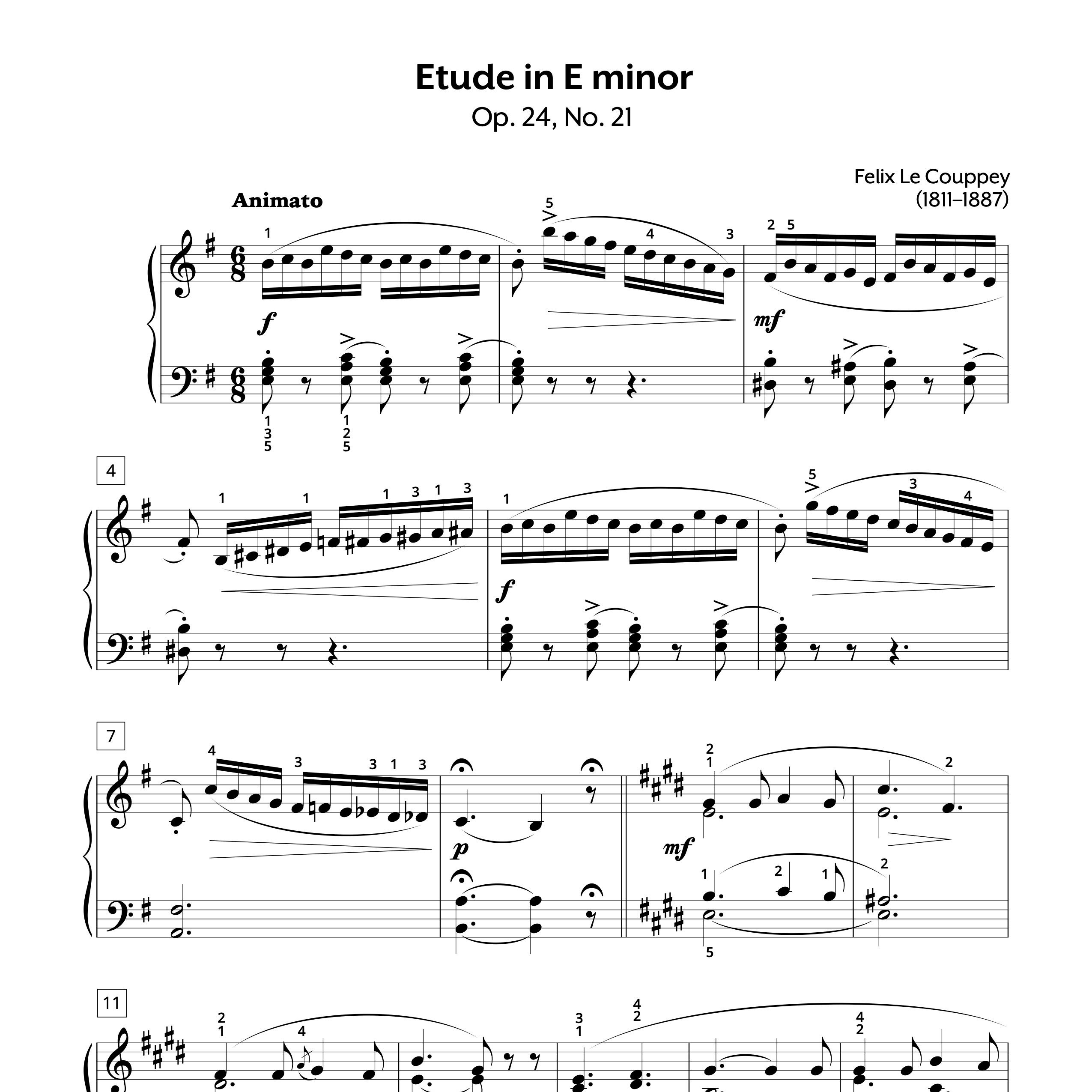 Etude in E minor, Op. 24, No. 21 Sheet Music | Le Couppey