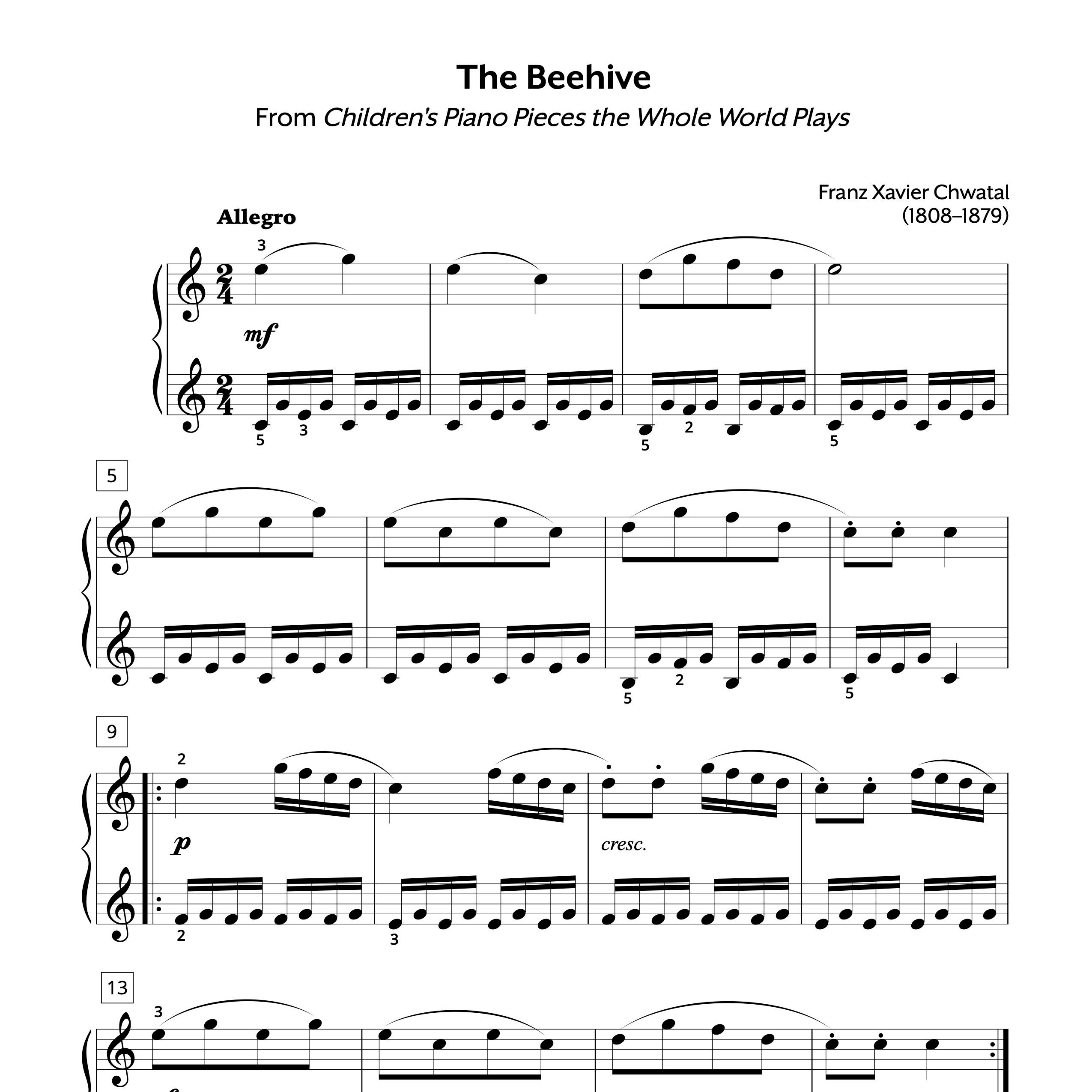 The Beehive Piano Sheet Music by Franz Xaver Chwatal