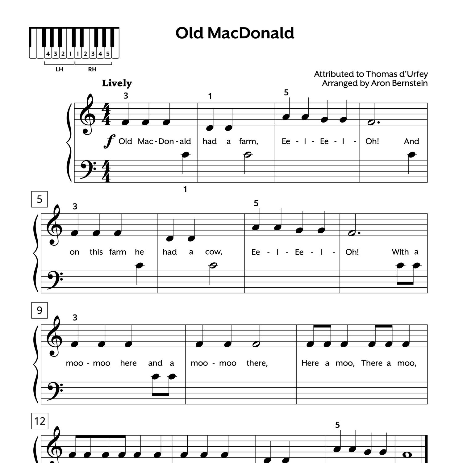 Old Macdonald Free Printable Sheet Music Printable
