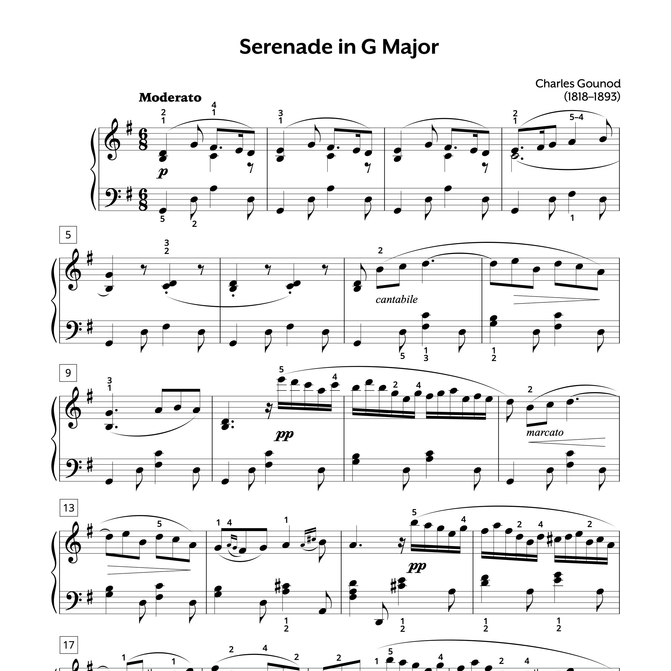 Charles Gounod Serenade in G Major Piano Sheet Music