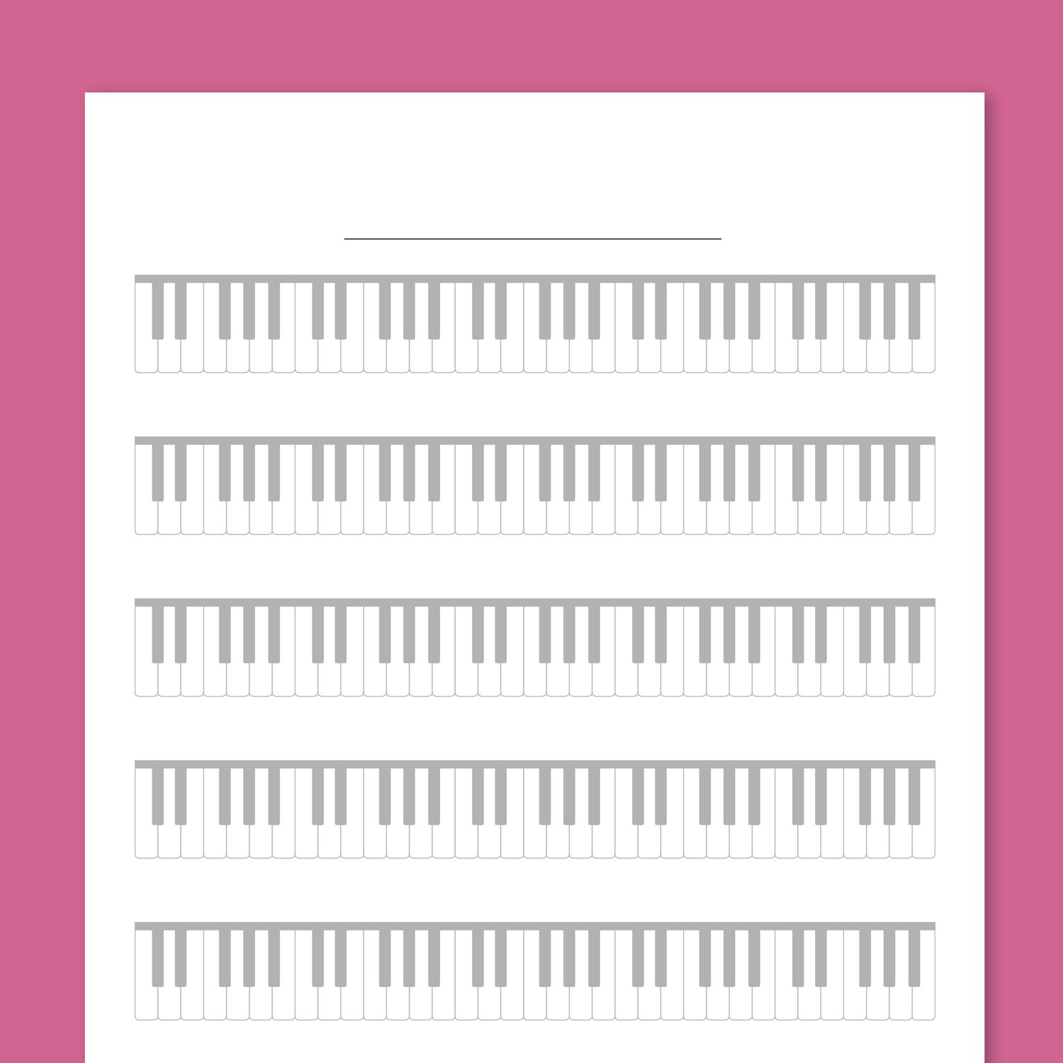 Blank Piano Keyboard Worksheet - Gray Version | Free PDF for Blank Piano Sheet Music Printable Free
