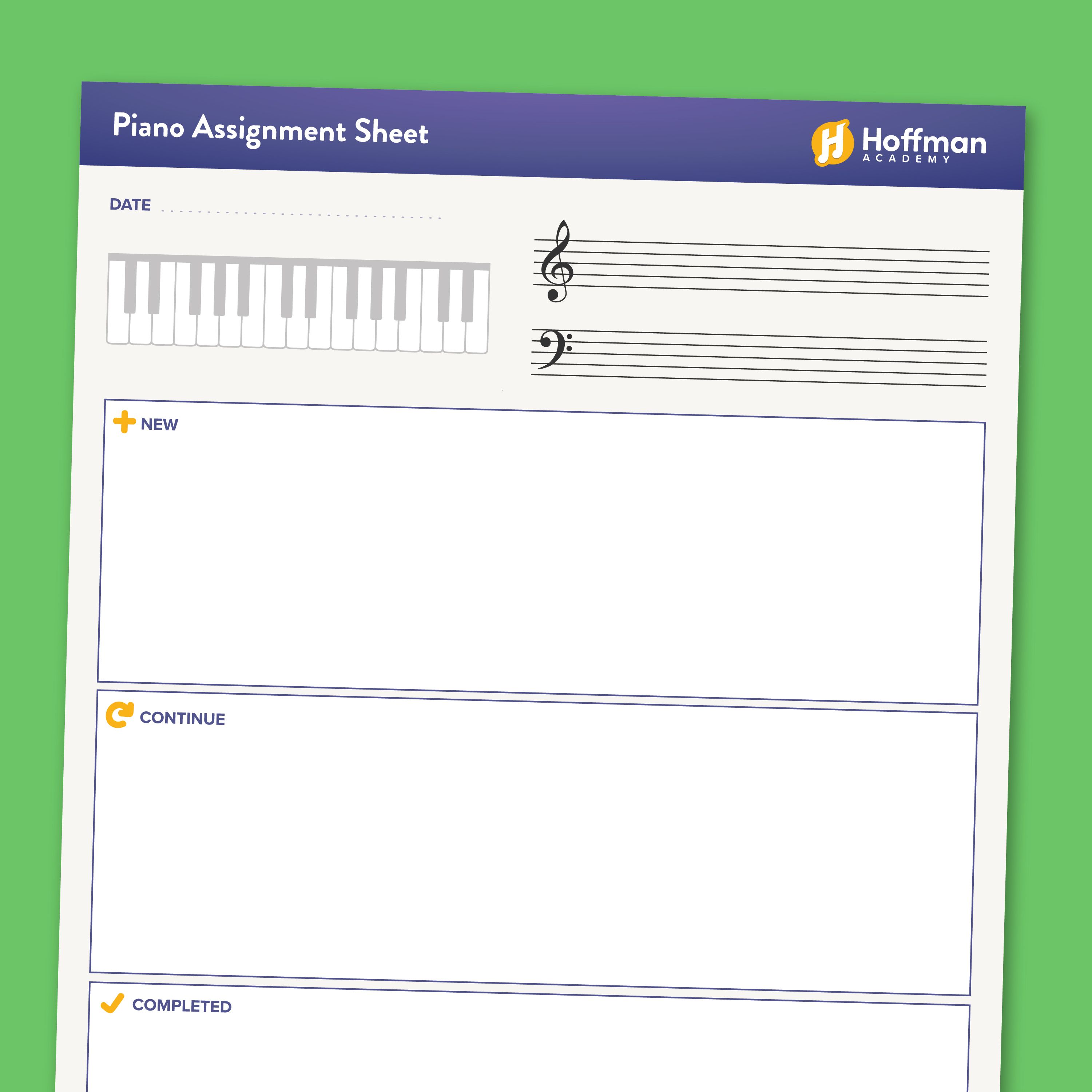 piano lesson assignment sheet pdf