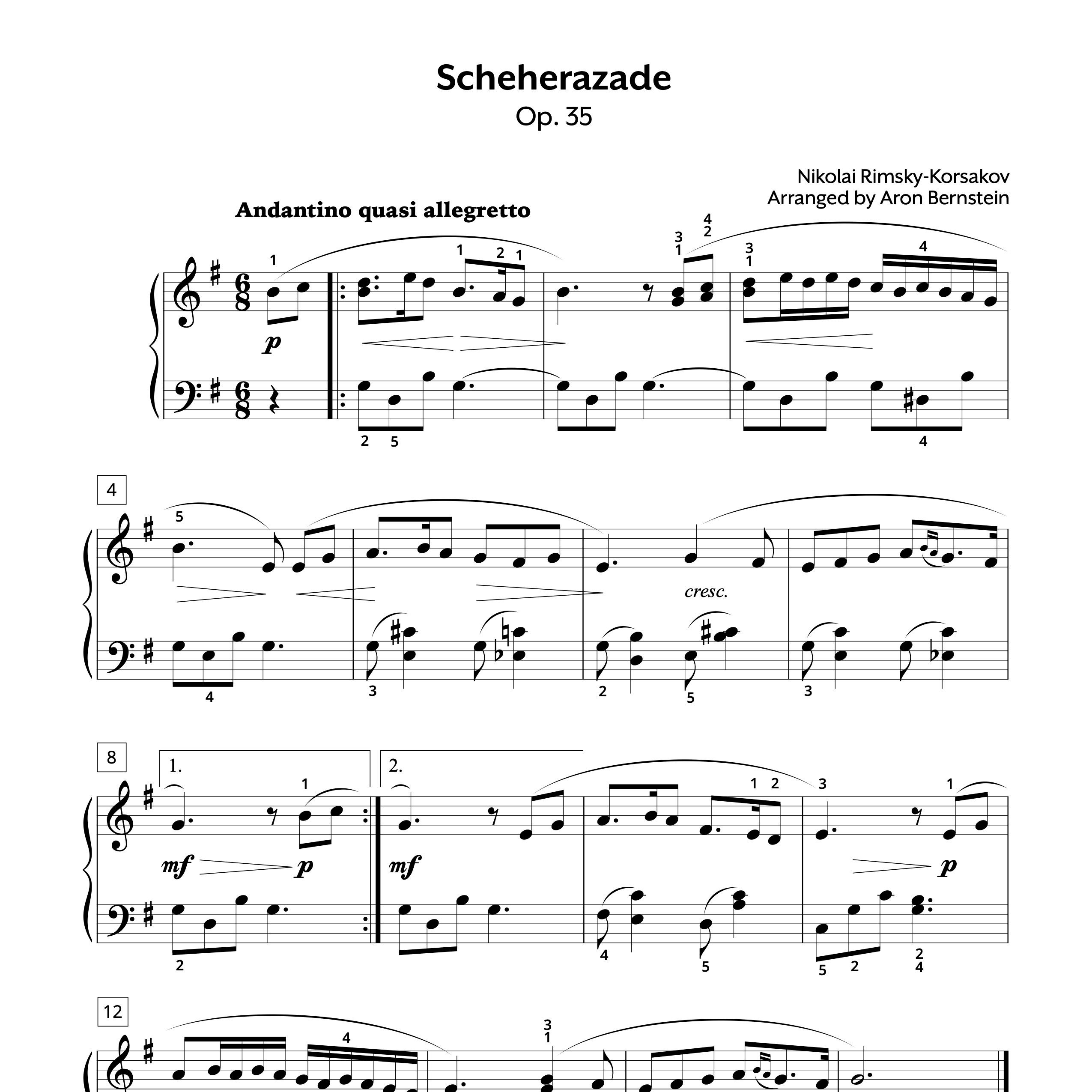 Rimsky-Korsakov | Scheherazade | Piano Sheet Music