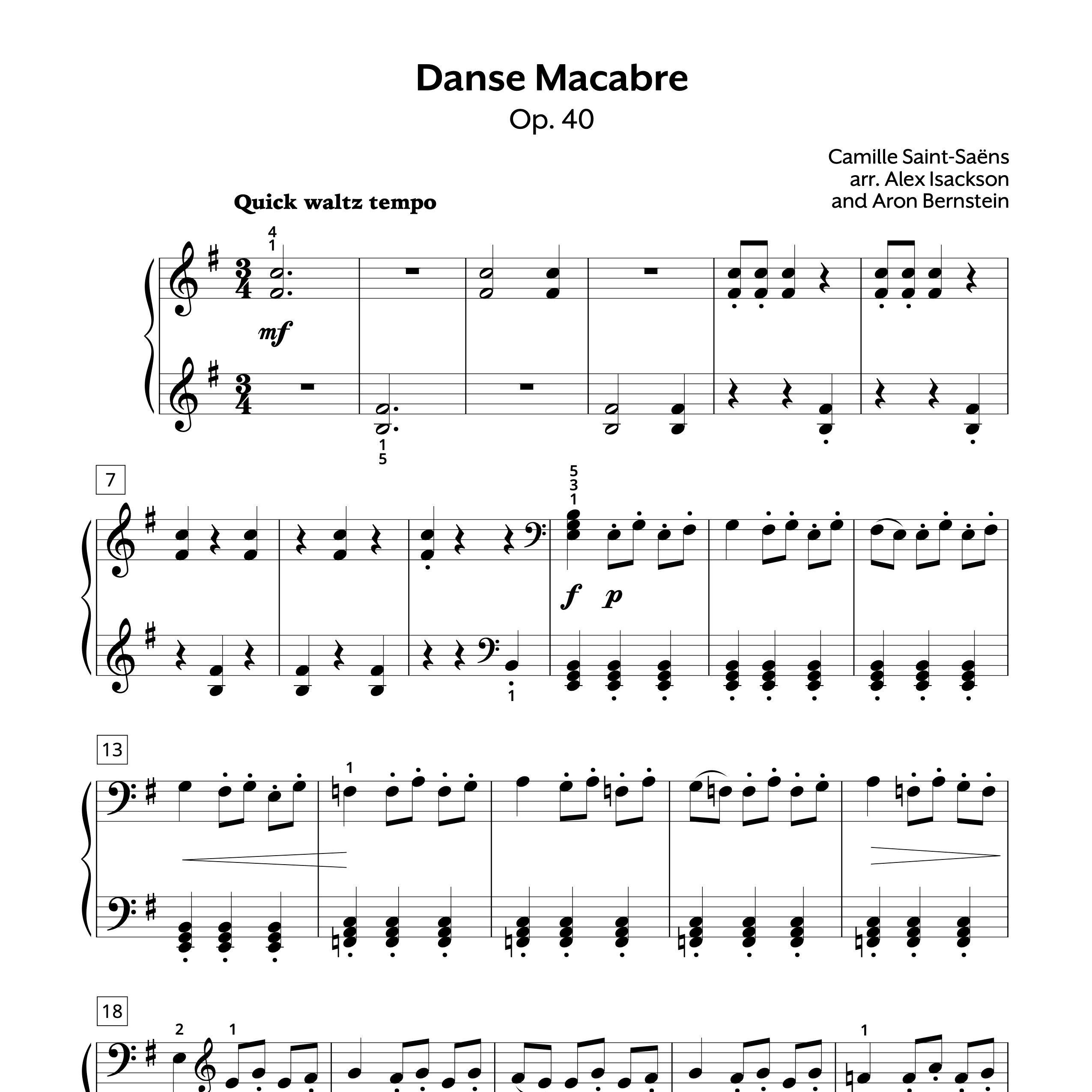 Danse Macabre Sheet Music for Piano | Camille Saint-Saëns