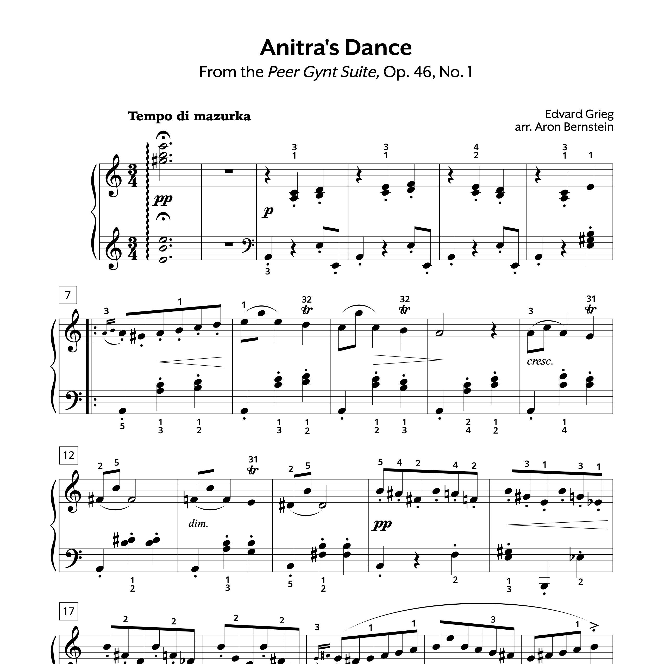 Anitra's Dance Piano Sheet Music by Edvard Grieg | PDF