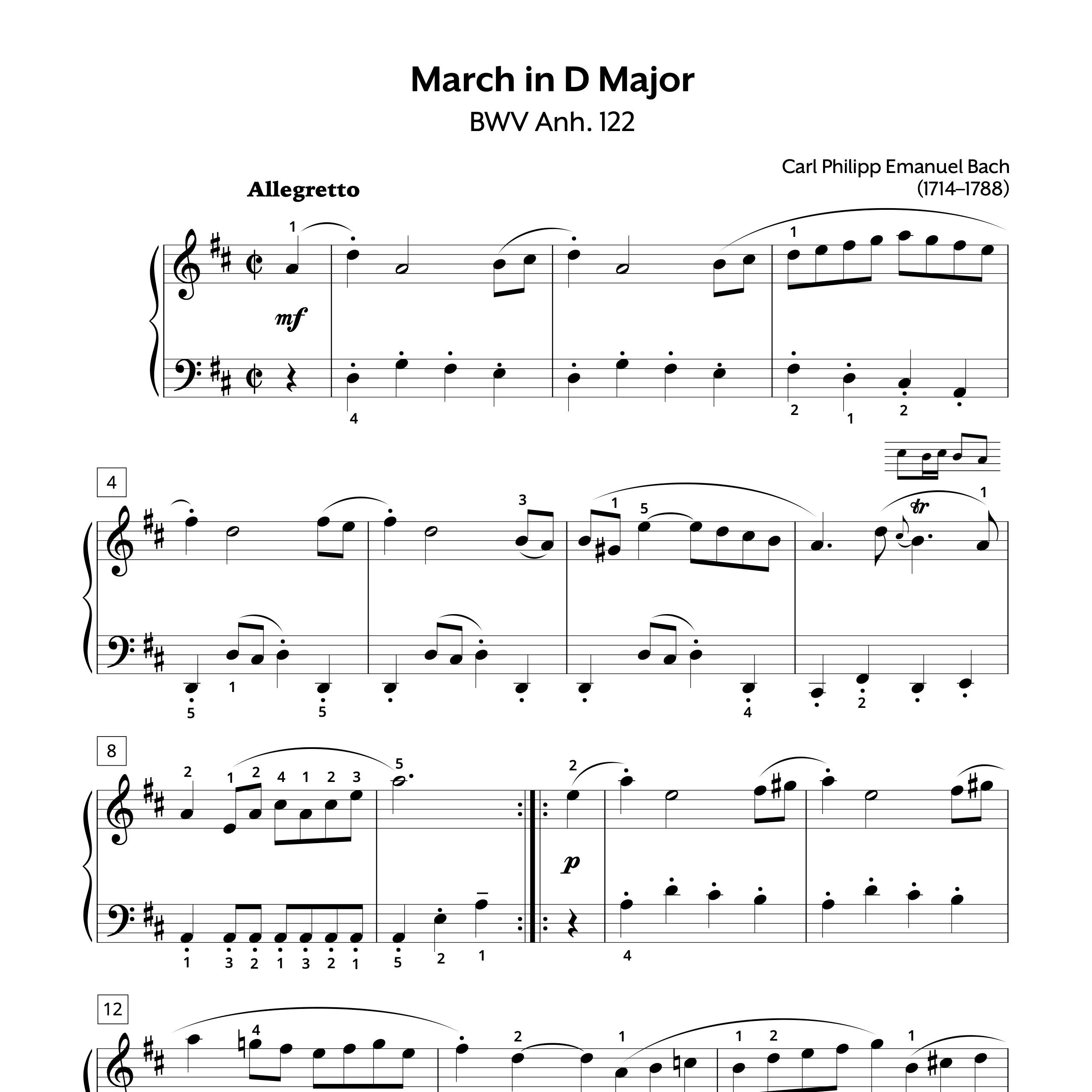 March in d major carl philipp emanuel bach pdf download