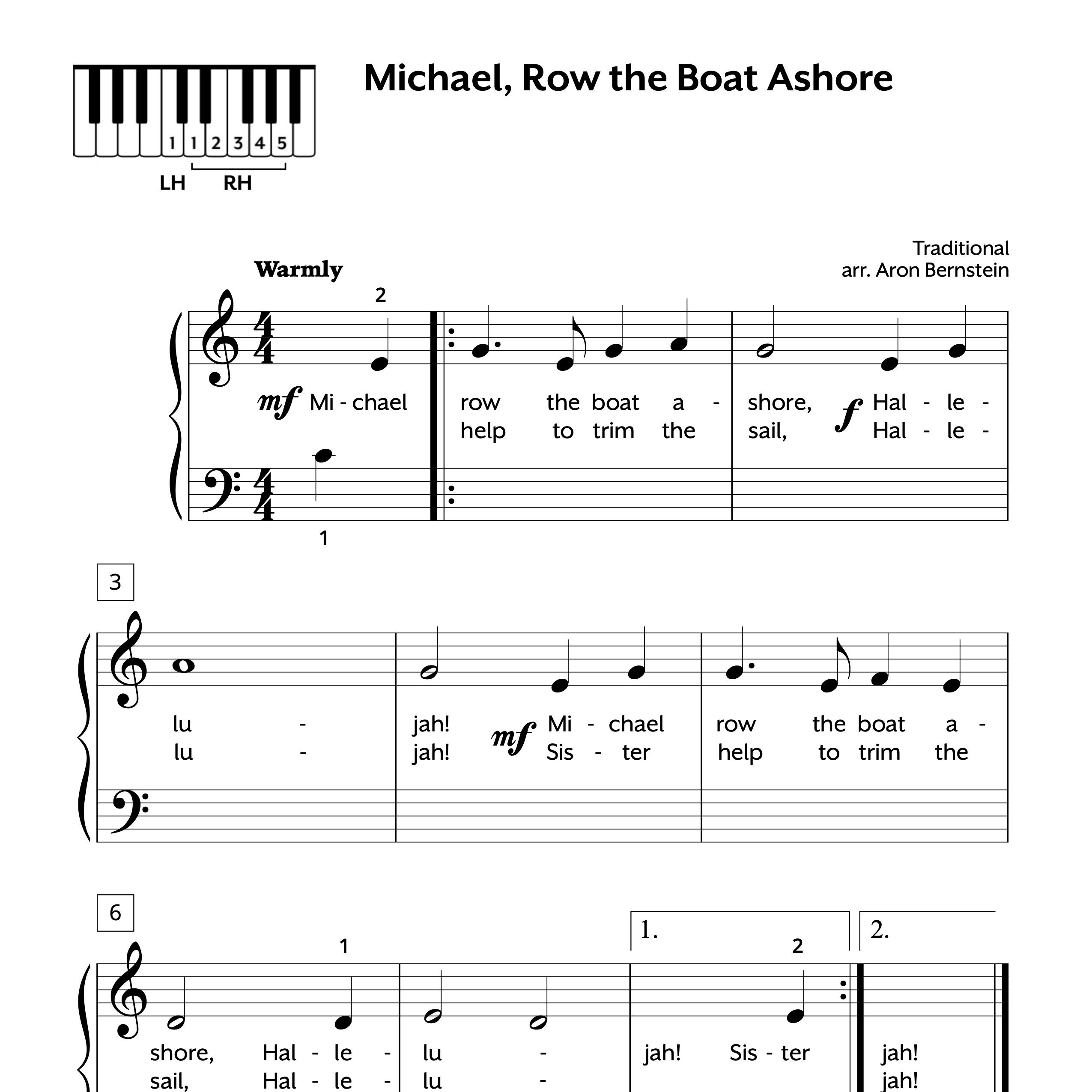 Michael, Row the Boat Ashore Sheet Music for Piano