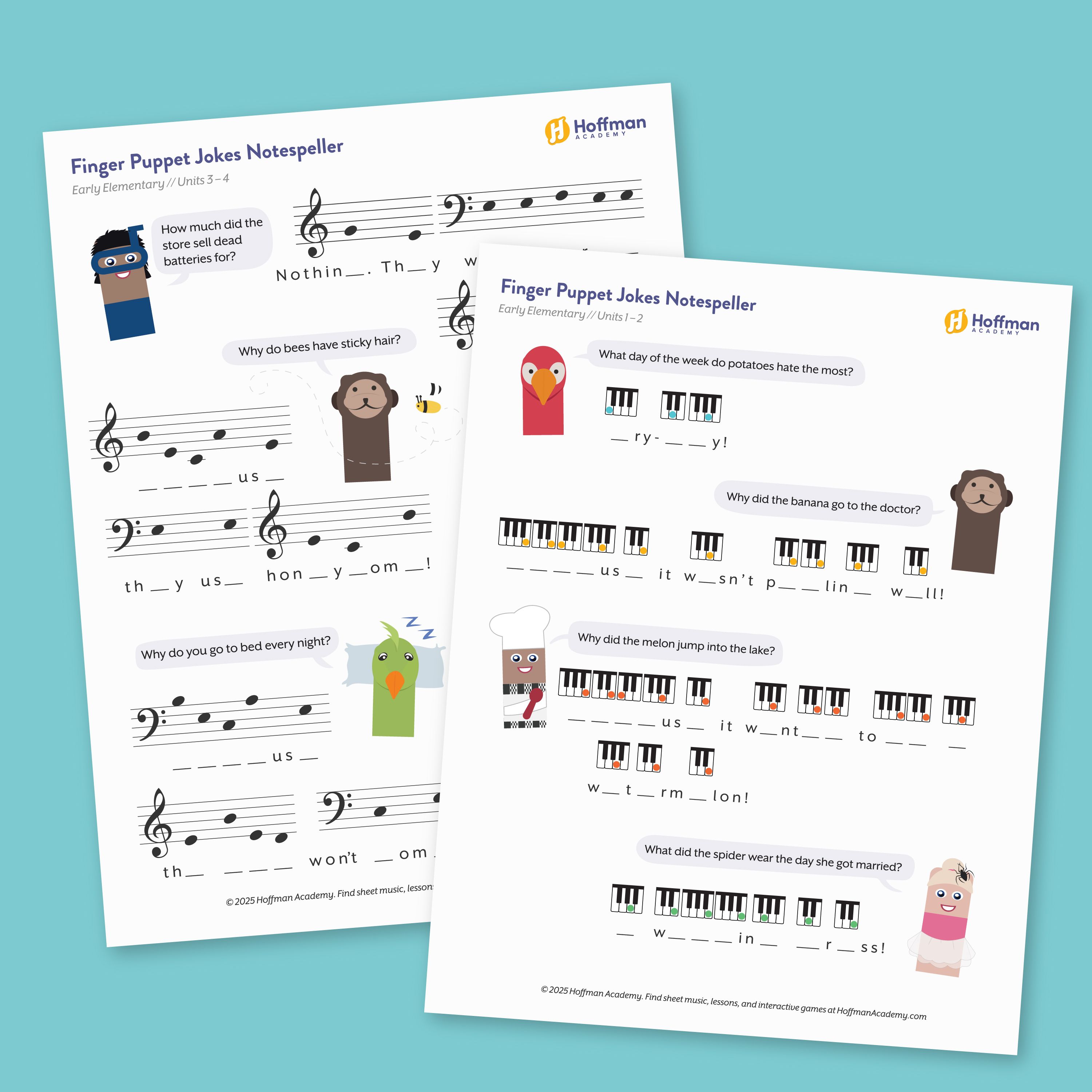 Music Notespeller with Finger Puppets - PDF Download