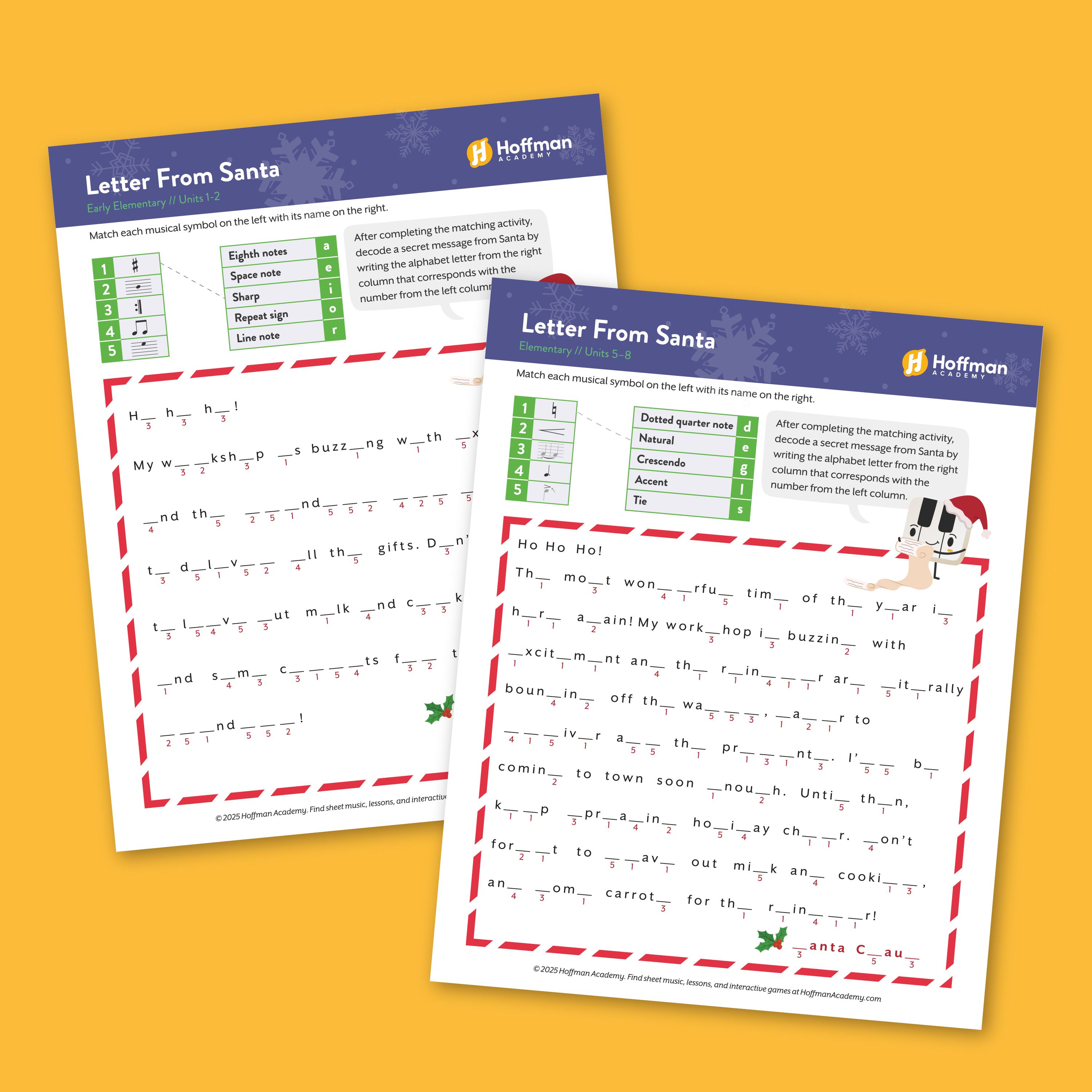 Letter From Santa - Music Matching Game | PDF Download