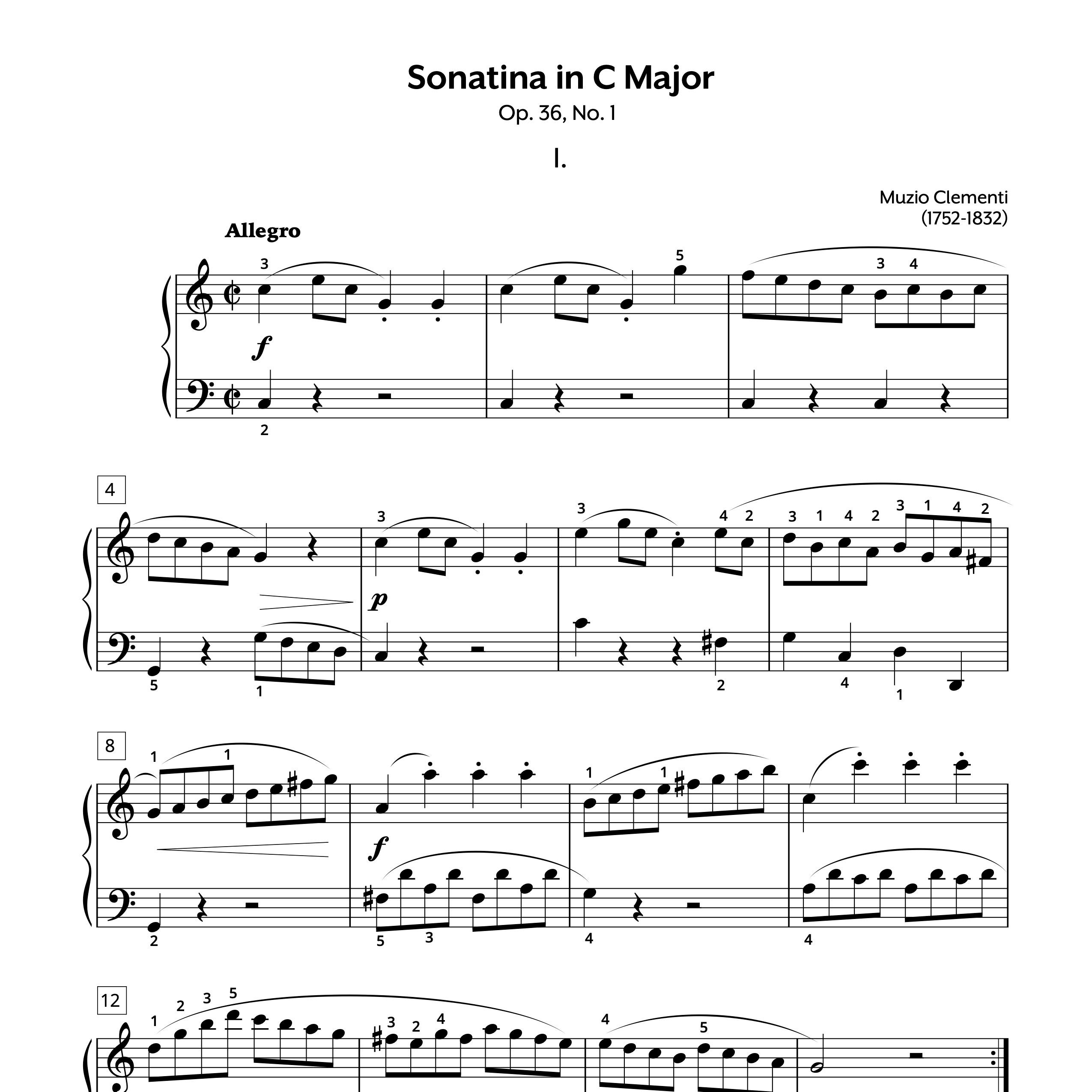 Sonatina in C Major Op. 36 No. 1 Sheet Music | Clementi