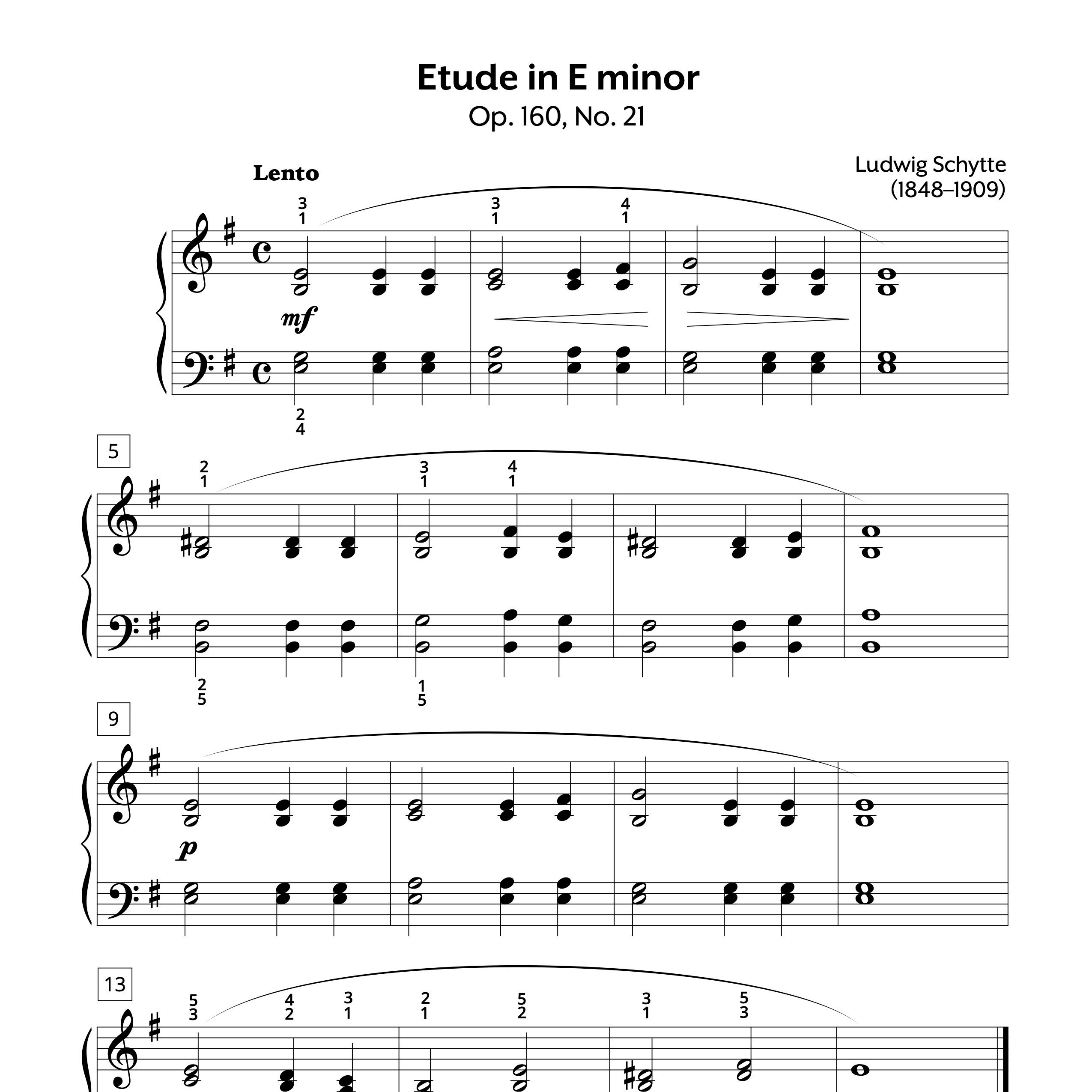 楽譜 YMO キーボードサンデイ Piano Sheet Music Schytte Etude in E minor Op. 160 No. 21