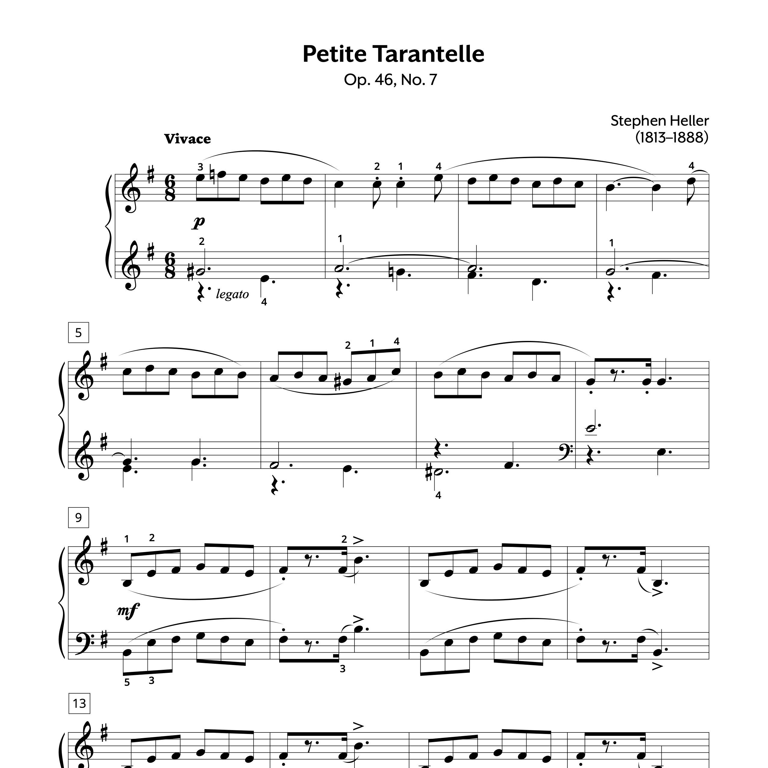 Piano Sheet Music Heller Petite Tarantelle Op. 46 No. 7