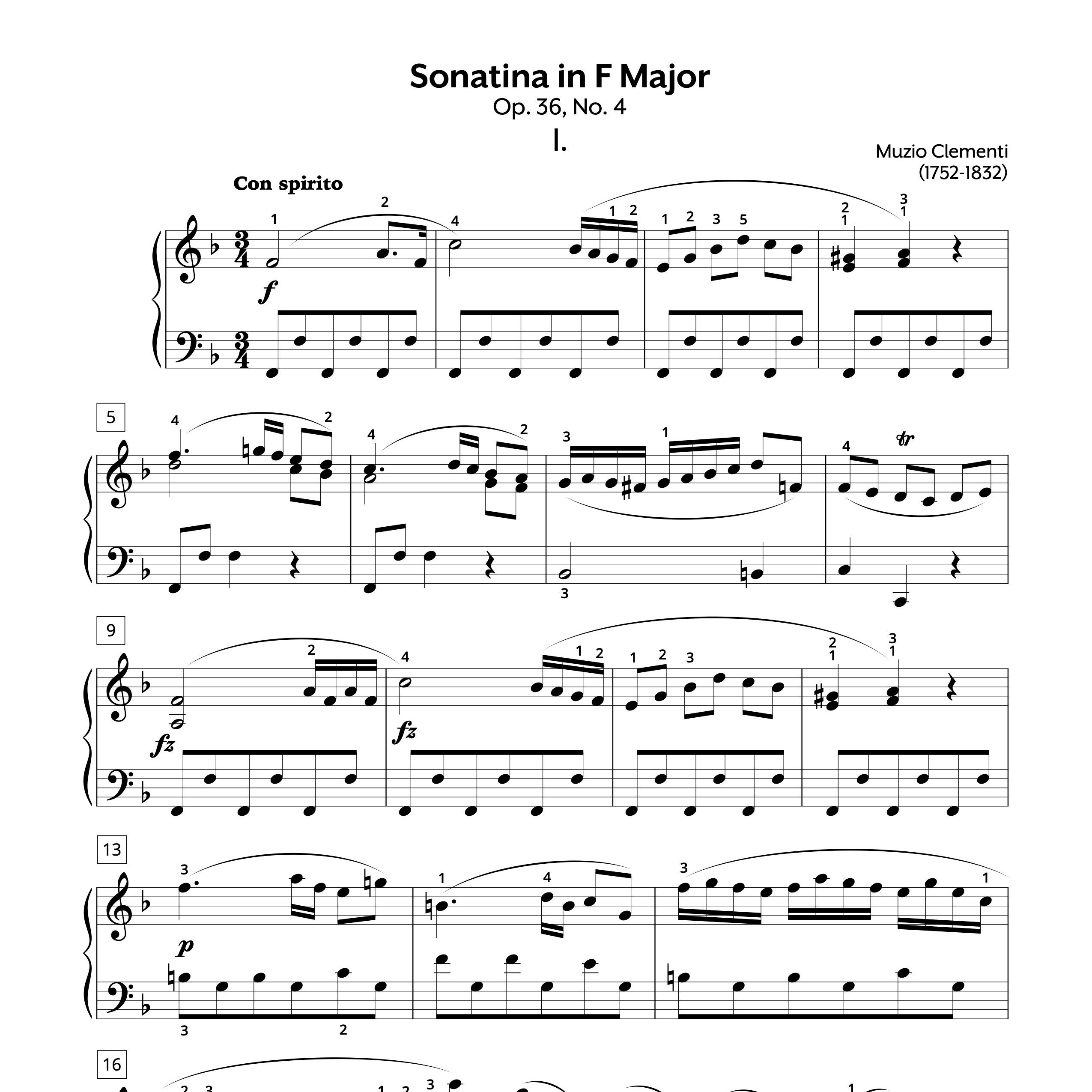 Sonatina in F Major, Op. 36, No. 4 Sheet Music | Clementi