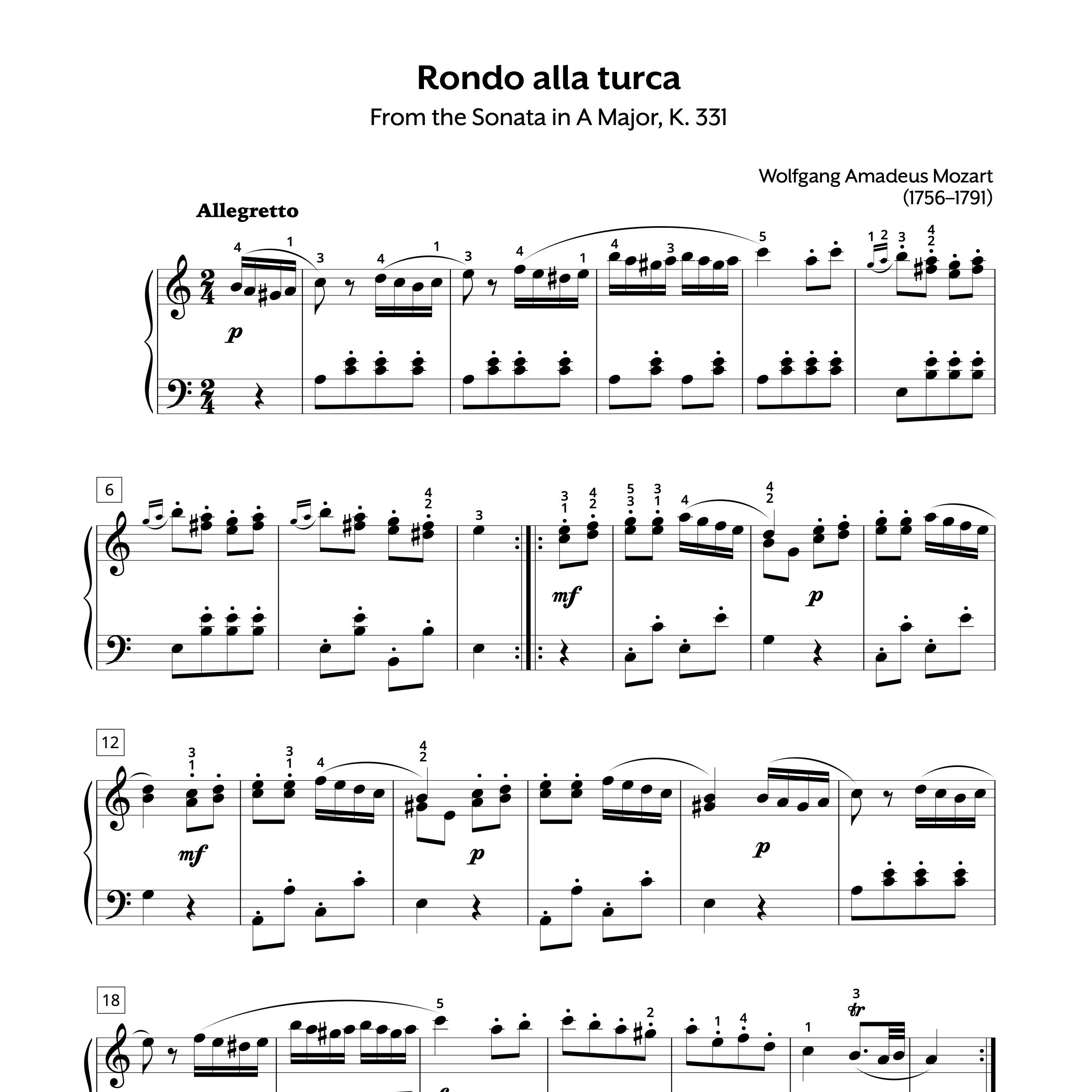 グルック GLUCK Alkestis Klavierauszug Rondo alla turca Sheet Music for Piano, K.331 by Mozart