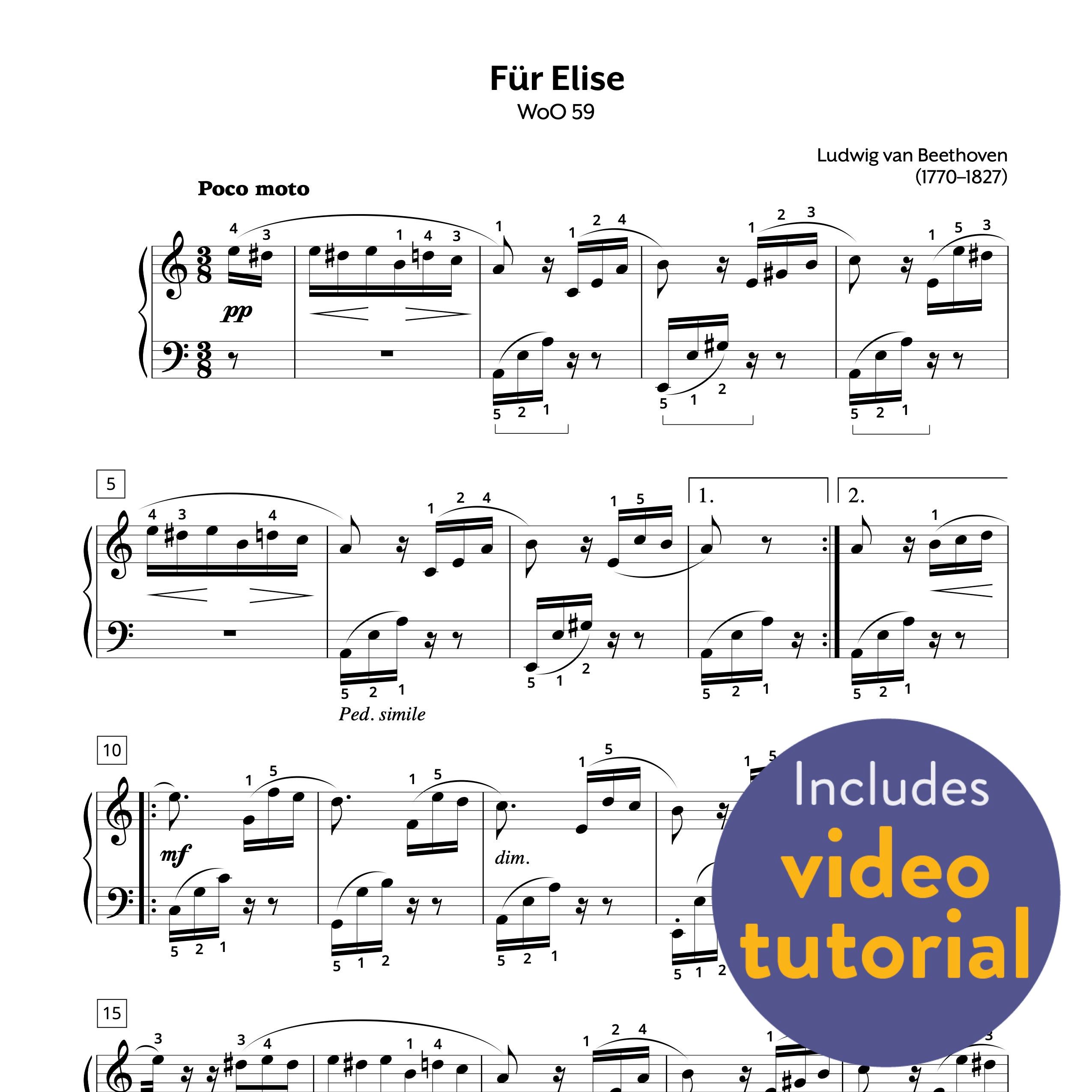 Für Elise | Original Sheet Music, WoO 59 Complete | Beethoven