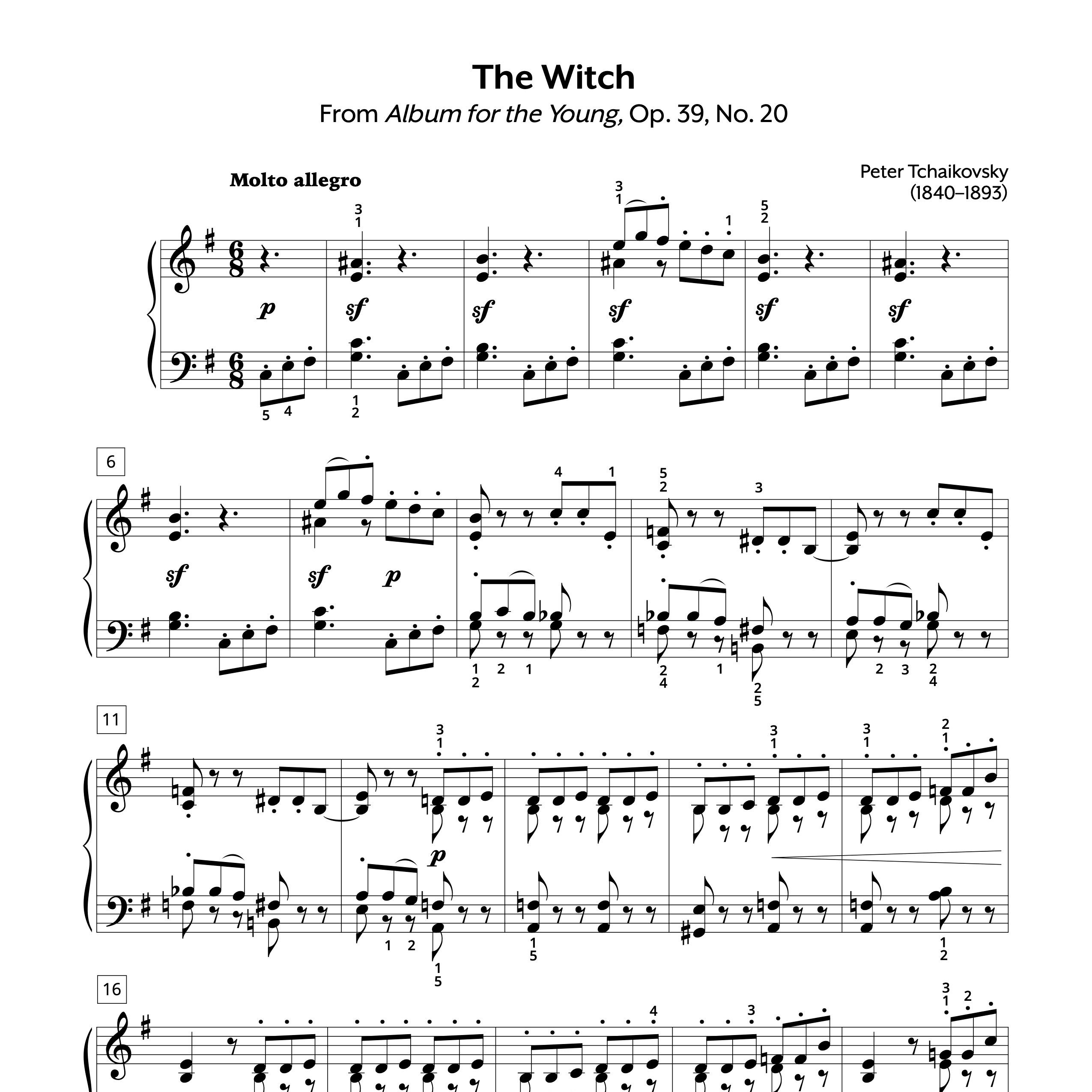 Tchaikovsky | The Witch​, Op. 39, No. 20 Piano Sheet Music