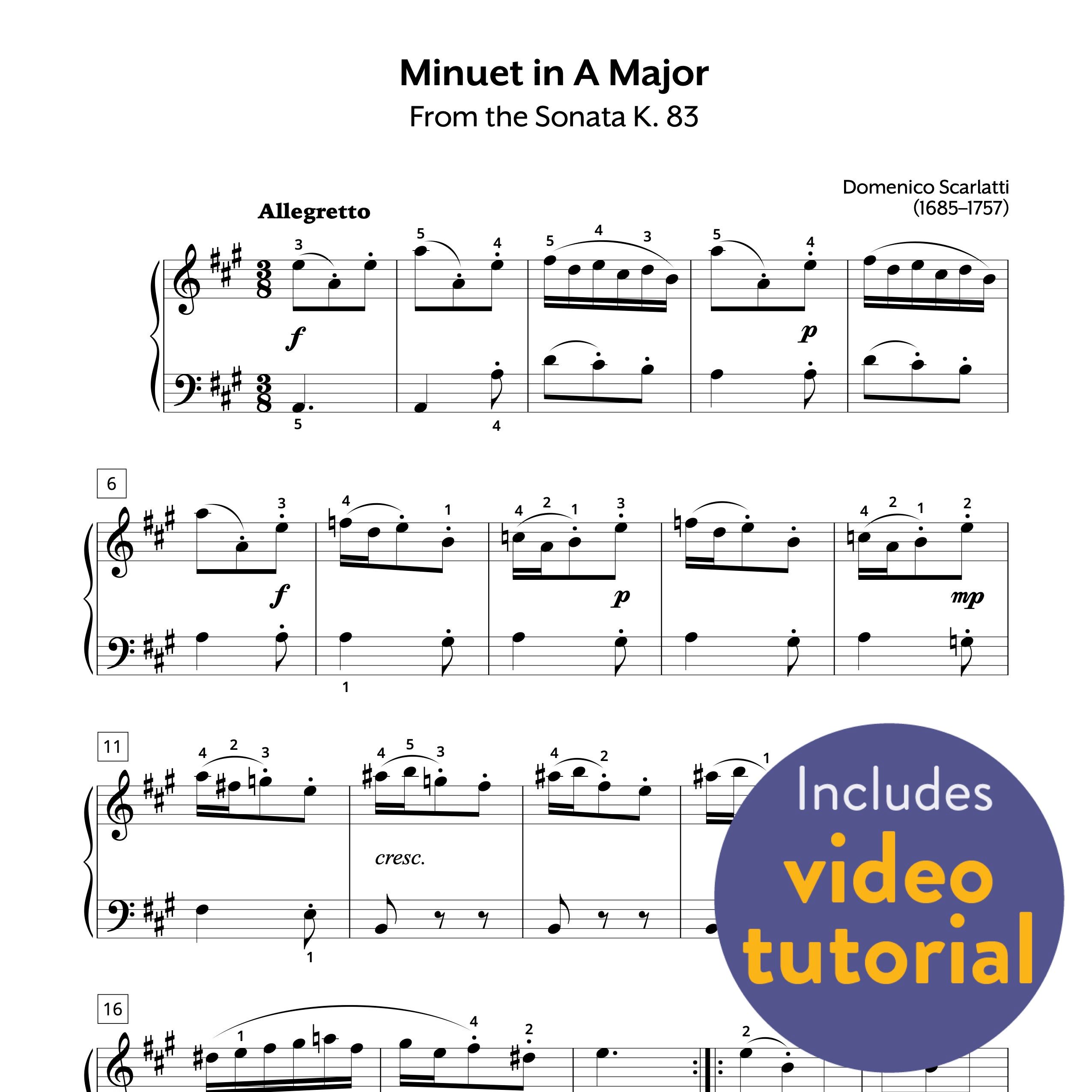 Scarlatti Sheet Music - Minuet from the Sonata in A Major, K. 83