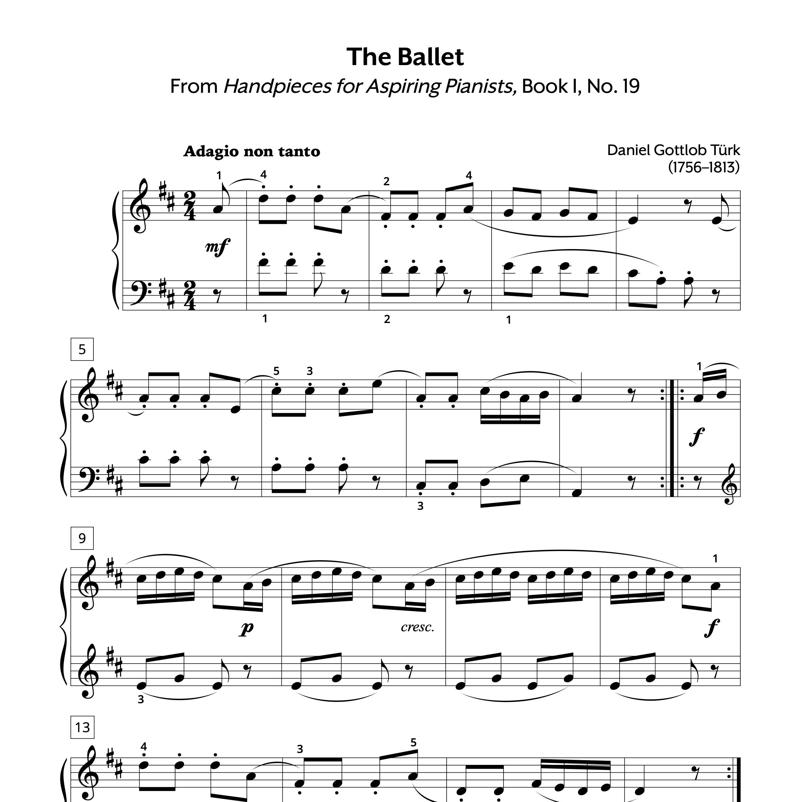 Piano Sheet Music Daniel Gottlob Türk The Ballet