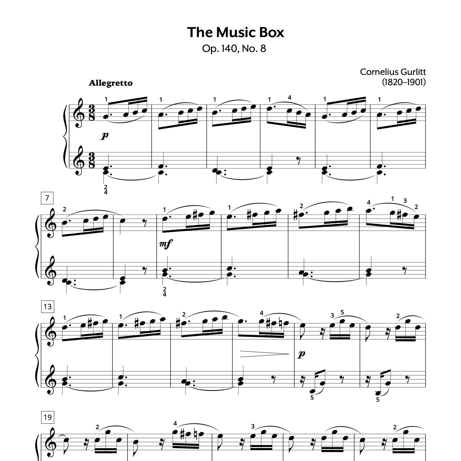 The Music Box, Op. 140, No. 8 Piano Sheet Music | Gurlitt