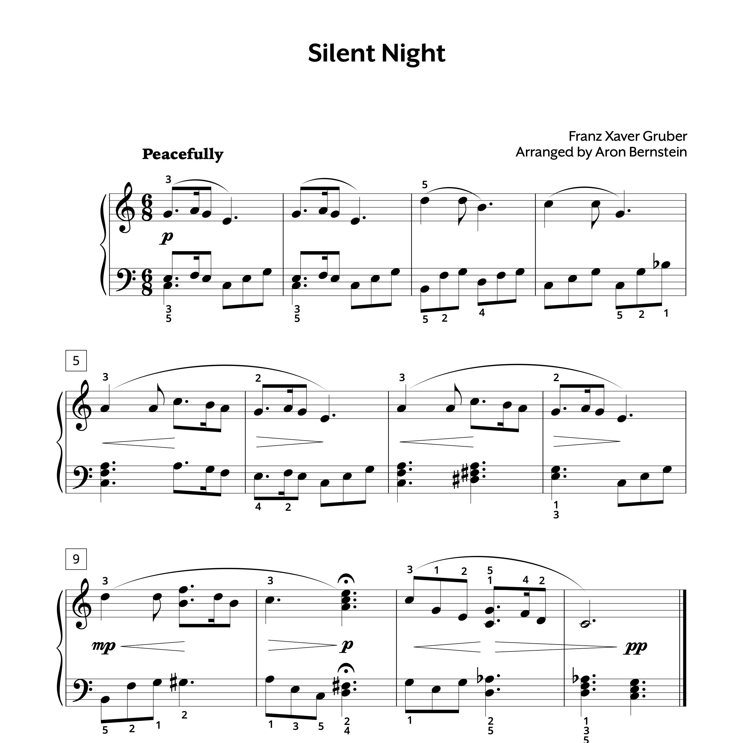 Silent Night Piano Sheet Music Intermediate Level