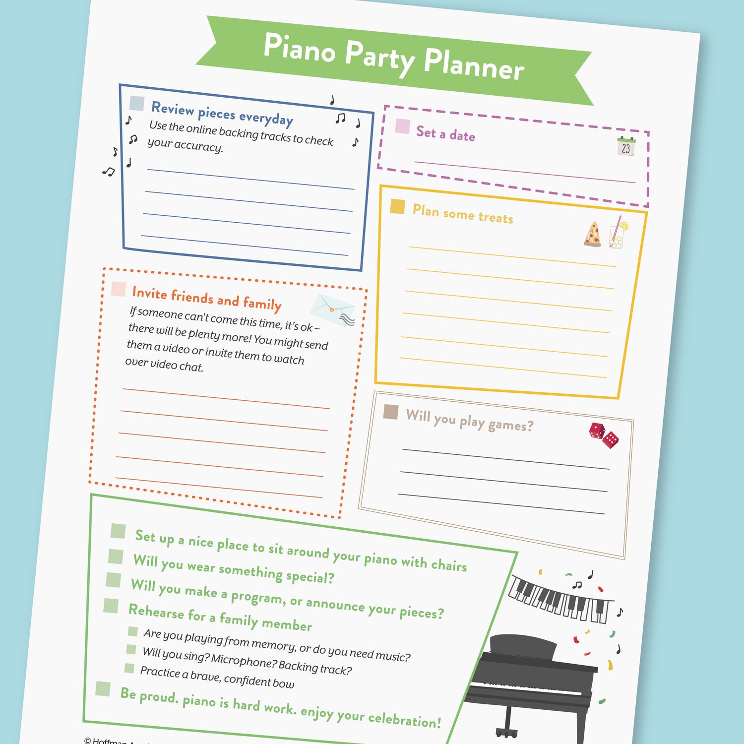 Piano Party Packet | Piano Level Graduation